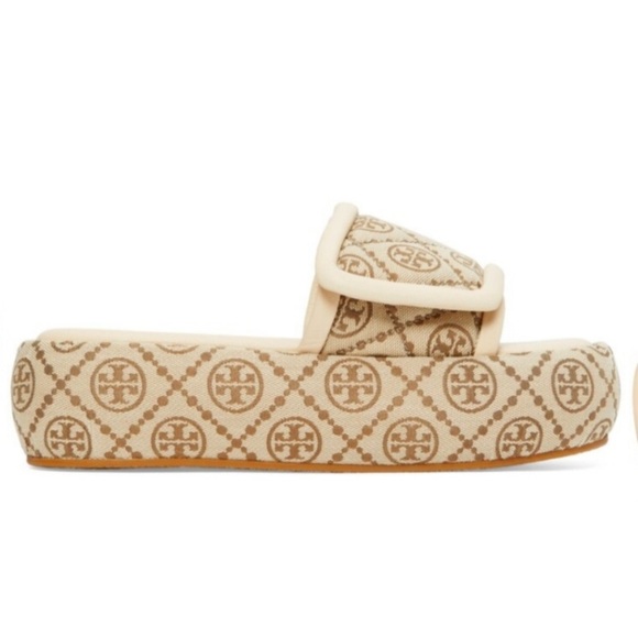 Tory Burch T Monogram Platform Bubble Slides Sz 8 - Picture 5 of 11